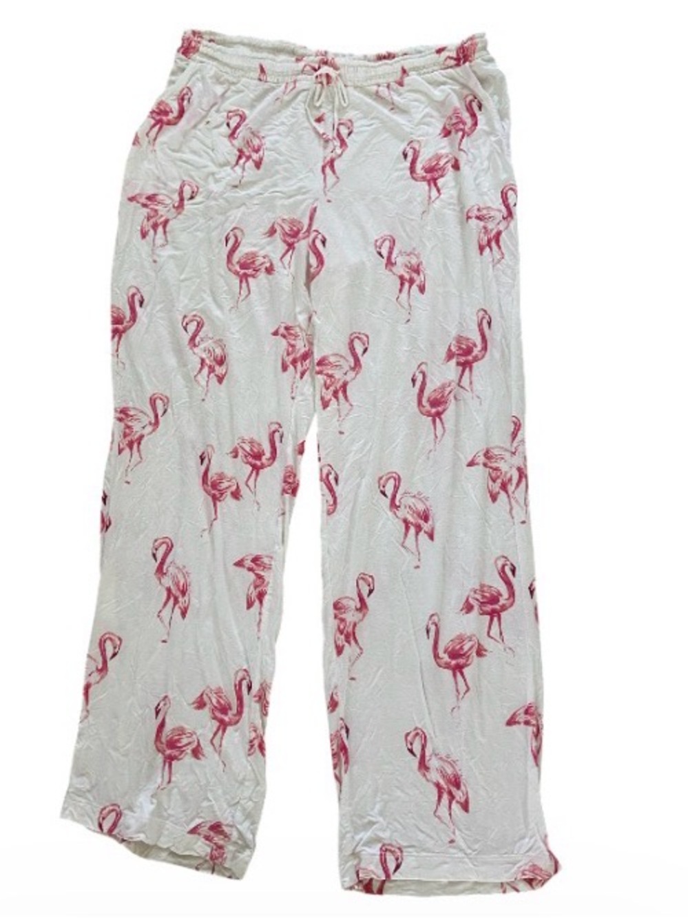 Soma Cool nights White  pajama Pants with Pink Flamingo Print size L, pockets